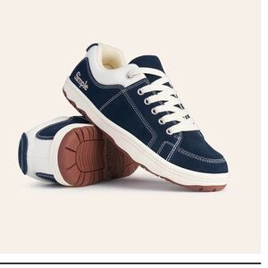 Simple Men's Dark Blue and White Sneakers